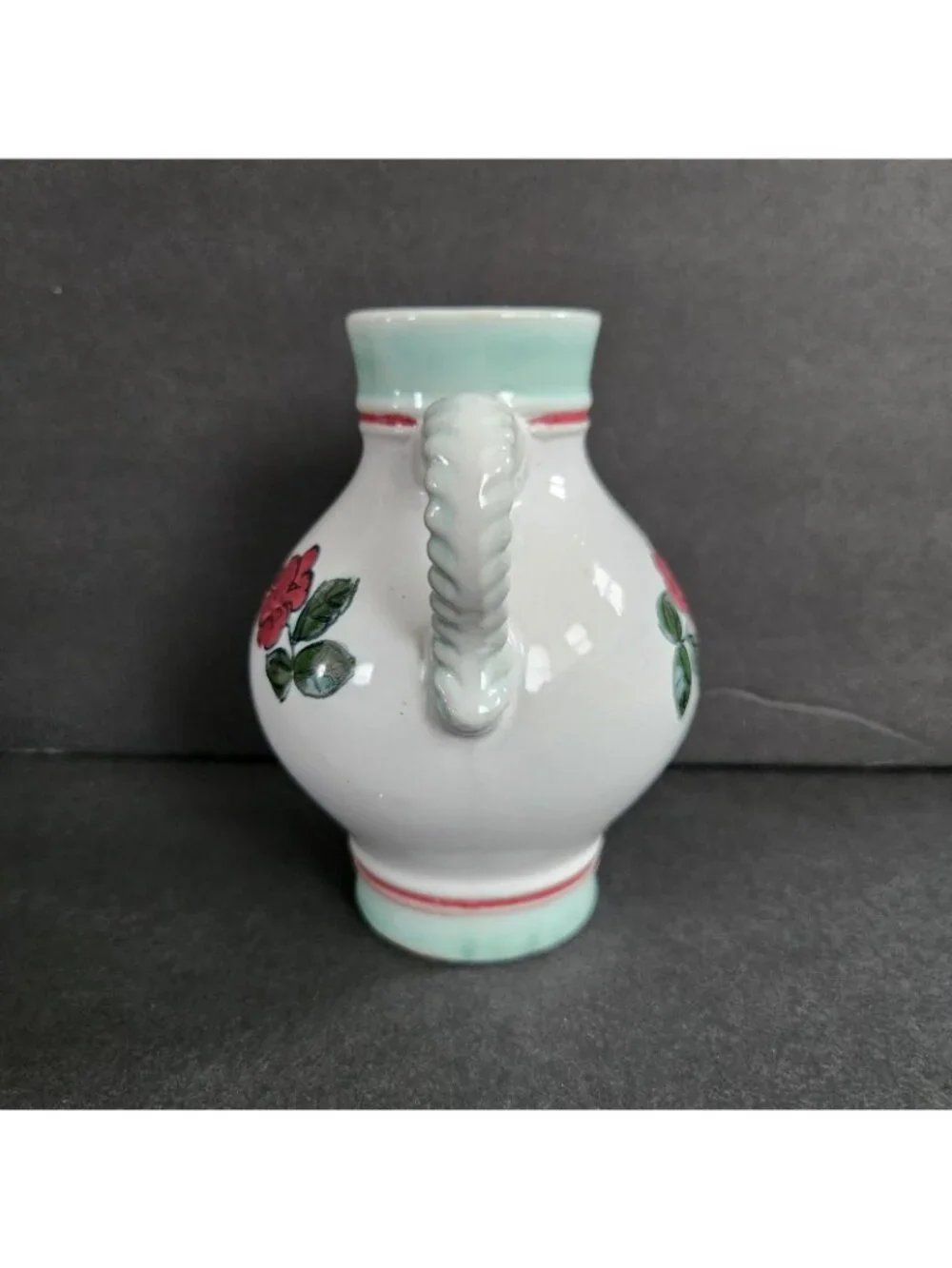 Ceramic Small Pitcher Creamer Jug Server Vintage Retro Floral Bud Vase 4.75